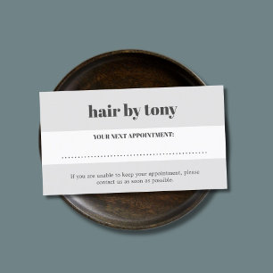 Minimal Bold Light Grey White Salon Appointment Card