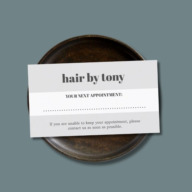 Minimal Bold Light Grey White Salon Appointment Card (Creator Uploaded)