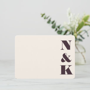 Minimal Bold Monogram Winter Plum Wedding Names Card