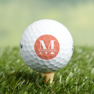 Minimal Bold Monogram with Name   Salmon Golf Balls