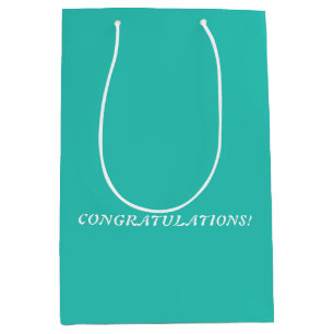 Minimal Bold Turquoise Blue Green Custom Text Medium Gift Bag