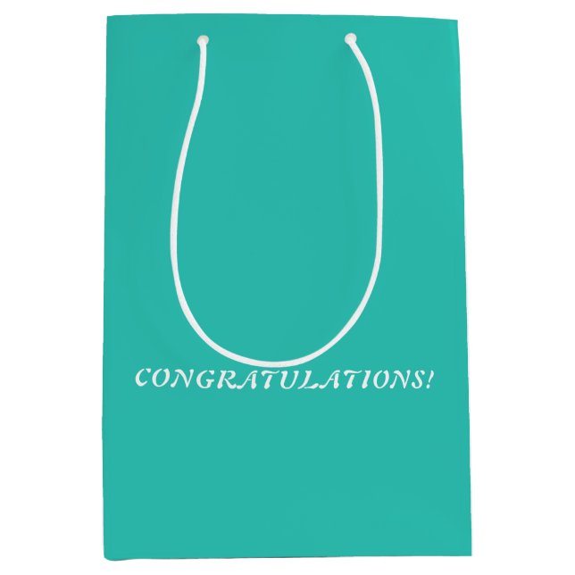 Minimal Bold Turquoise Blue Green Custom Text Medium Gift Bag (Front)
