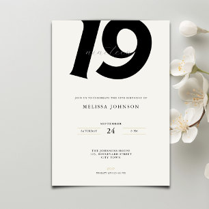 Minimal Bold Typography 19th Birthday  Invitation