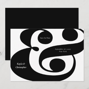 Minimal Bold Typography Black Ampersand Wedding Save The Date
