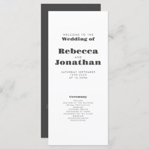 Minimal Bold Typography Wedding Program Card