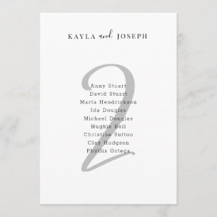 Minimal Bold Wedding Guest List Table Number 2