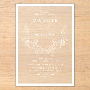 Minimal Botanical Acrylic Wedding Invitation