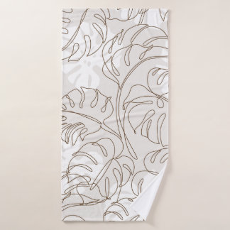 Minimal botanical art seamless pattern. Tropical m Bath Towel
