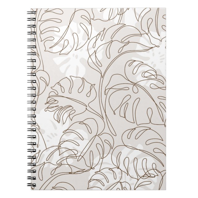 Minimal botanical art seamless pattern. Tropical m Notebook (Front)