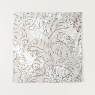 Minimal botanical art seamless pattern. Tropical m Tapestry