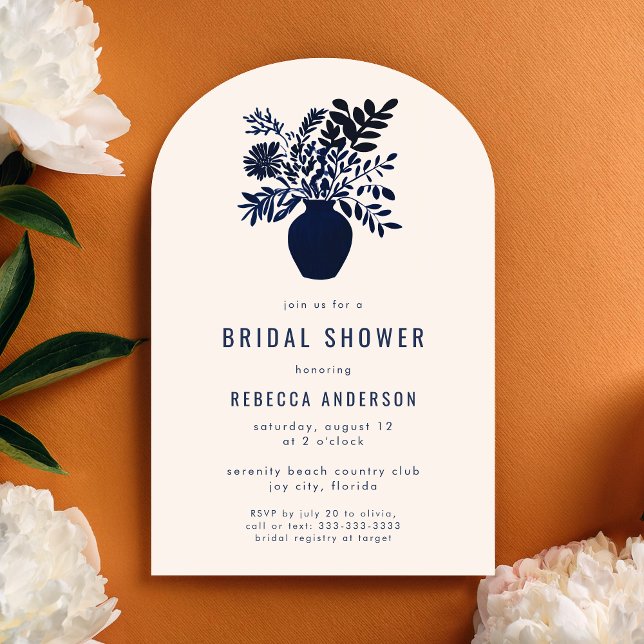 Minimal Botanical Boho Blue Bridal Shower Arch Invitation (Creator Uploaded)