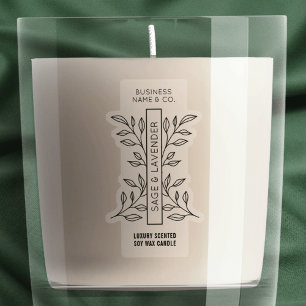 Minimal Botanical Clear Candle Jar Vertical Label