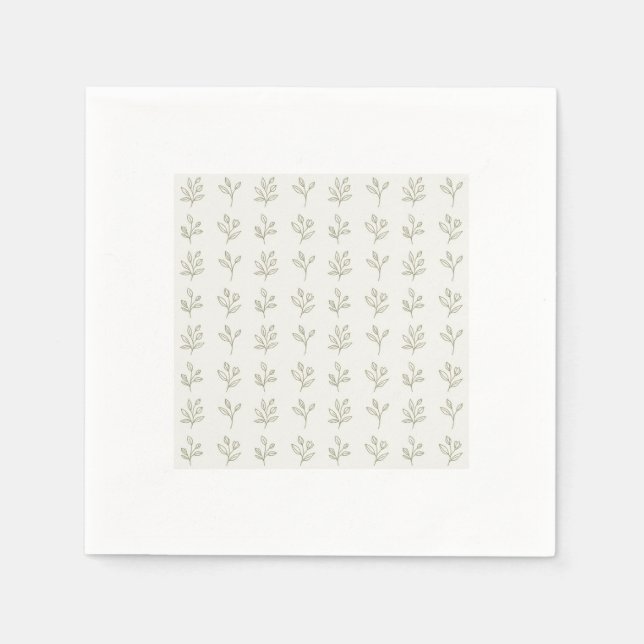 Minimal Botanical Cocktail Napkins (Front)