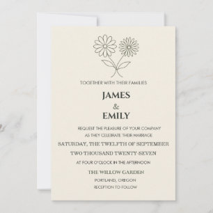Minimal Botanical Daisy Line Art Invitation