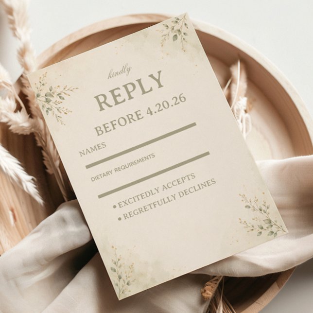 Minimal Botanical Elegant RSVP Card (Creator Uploaded)