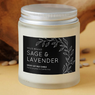 Minimal Botanical Greenery Black Waterproof Label