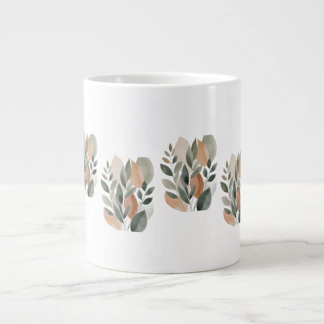 Minimal Botanical Leaf Pattern  Large Coffee Mug (Front)