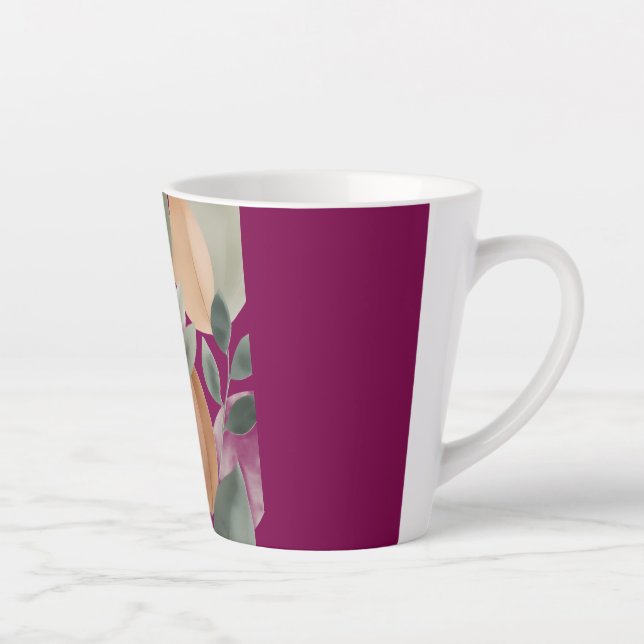 Minimal Botanical Leaf Pattern Latte Mug (Right)