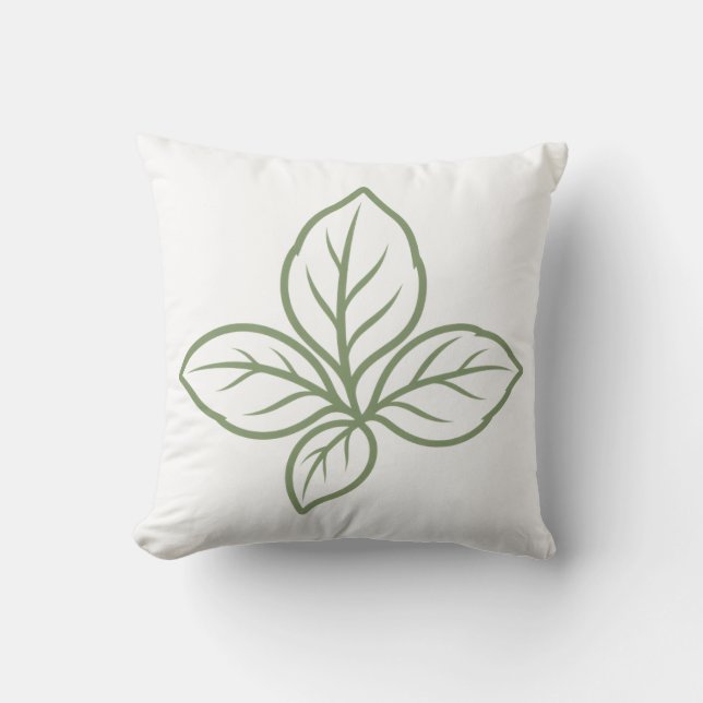 Minimal Botanical Leaf Throw Pillow (Front)
