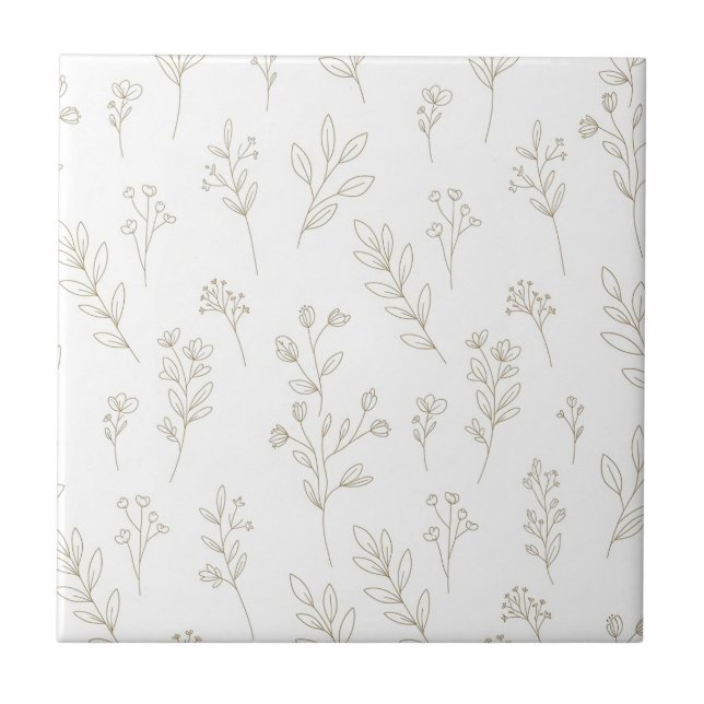 Minimal Botanical Line Art Pattern (10) Tile (Front)