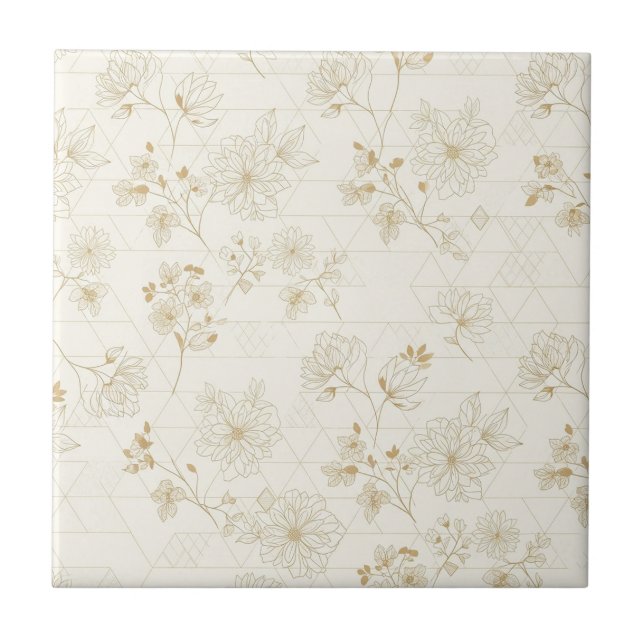 Minimal Botanical Line Art Pattern (1) Tile (Front)