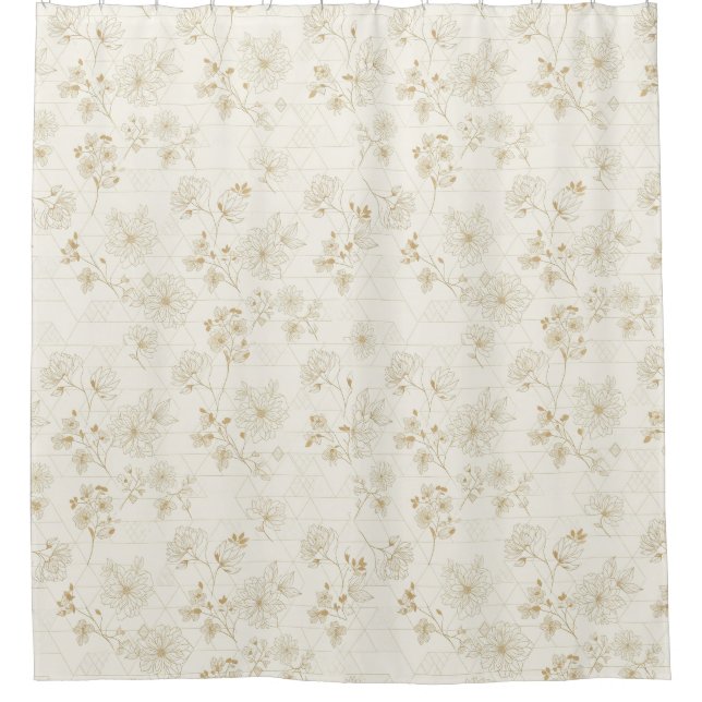 Minimal Botanical Line Art Pattern (2) Shower Curtain (Front)