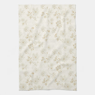Minimal Botanical Line Art Pattern (2) Tea Towel