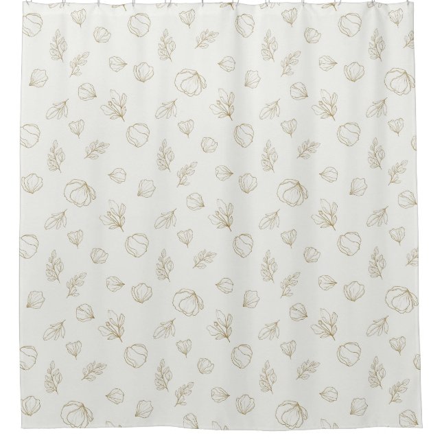 Minimal Botanical Line Art Pattern (3) Shower Curtain (Front)