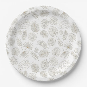 Minimal Botanical Line Art Pattern (5) Paper Plate