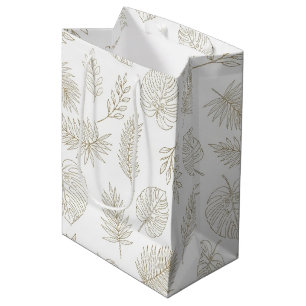 Minimal Botanical Line Art Pattern (6) Medium Gift Bag