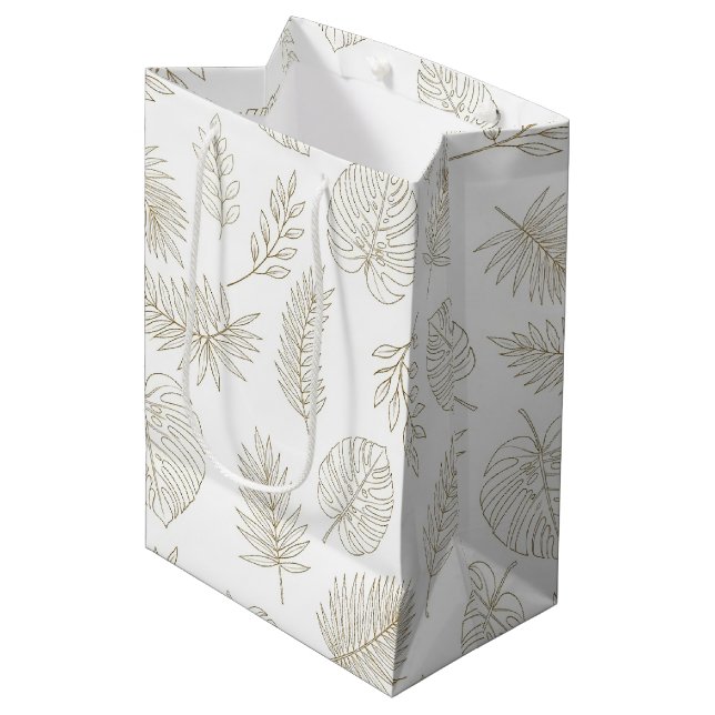 Minimal Botanical Line Art Pattern (6) Medium Gift Bag (Front Angled)