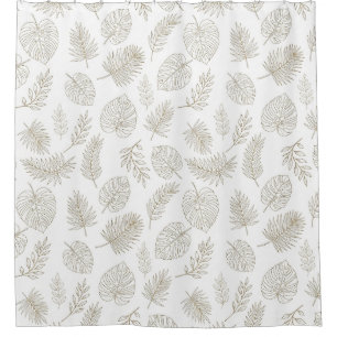 Minimal Botanical Line Art Pattern (6) Shower Curtain