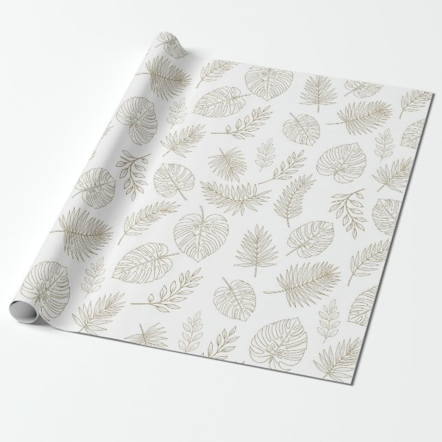 Minimal Botanical Line Art Pattern (6) Wrapping Paper (Unrolled)