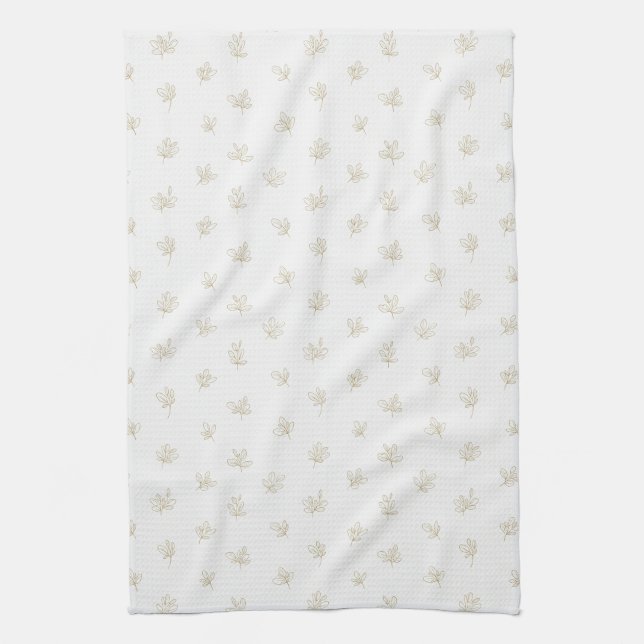 Minimal Botanical Line Art Pattern (7) Tea Towel (Vertical)