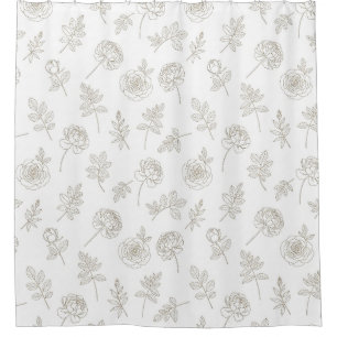 Minimal Botanical Line Art Pattern (8) Shower Curtain