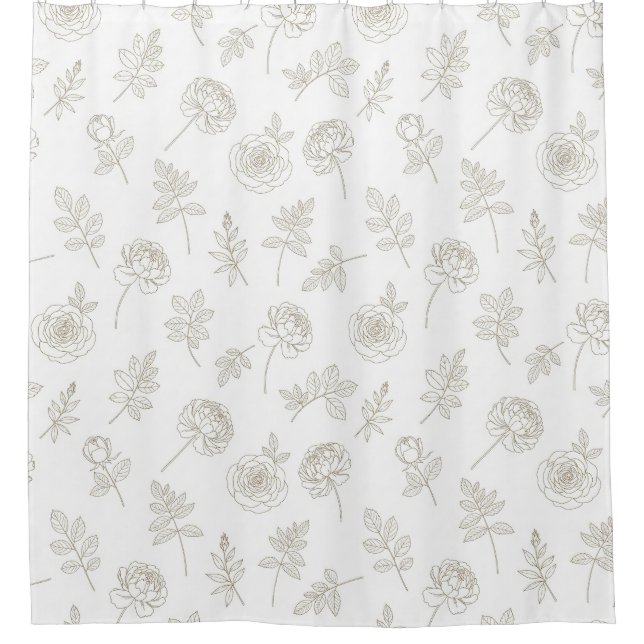 Minimal Botanical Line Art Pattern (8) Shower Curtain (Front)
