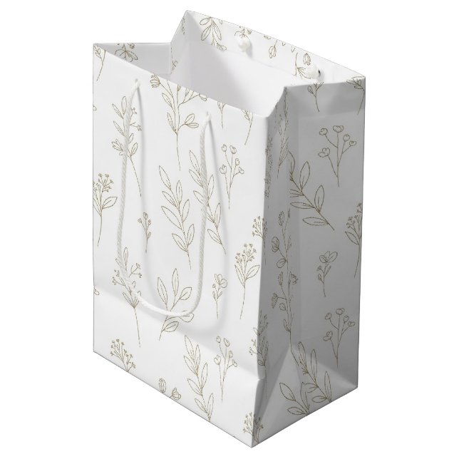 Minimal Botanical Line Art Pattern (9) Medium Gift Bag (Front Angled)