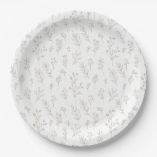 Minimal Botanical Line Art Pattern (9) Paper Plate