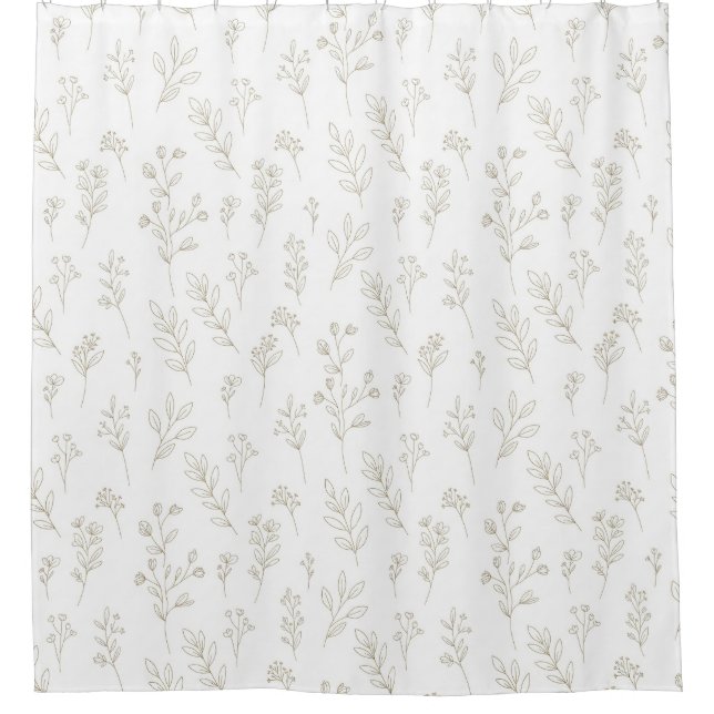 Minimal Botanical Line Art Pattern (9) Shower Curtain (Front)