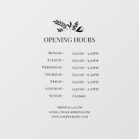 Minimal Botanical Logo Opening Hours 