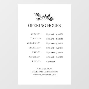 Minimal Botanical Logo Opening Hours 