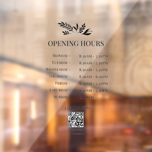Minimal Botanical Logo Opening Hours QR Code