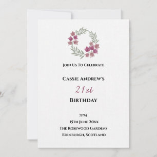 Minimal Botanical Milestone Birthday Invitation
