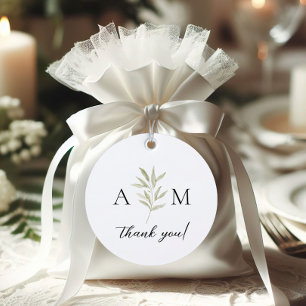 Minimal Botanical Monogram Wedding Favour Tags