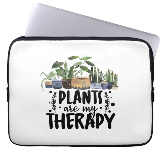 Minimal Botanical Plants Are My Therapy Laptop Sleeve (Front)