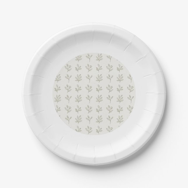 Minimal Botanical Round Paper Plates (Front)