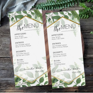 Minimal Botanical Script Wedding Menu