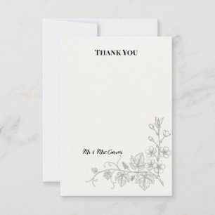 Minimal Botanical Sprig Wedding Thank You Card