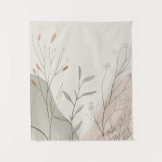 Minimal Botanical Wall Clock – Abstract Wildflower Tapestry