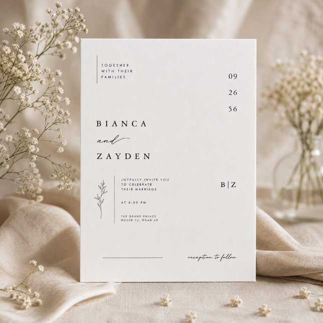 Minimal Botanical Wedding Invitation. Invitation (Creator Uploaded)